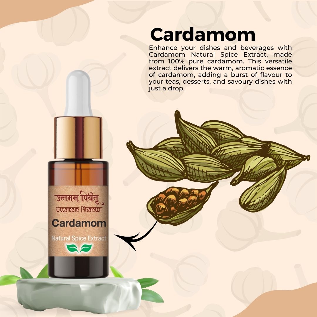 Combo Pack of 3 Spice Extract Drops – Cardamom, Ginger, Garlic (5ml, 3 x 180 Drops)