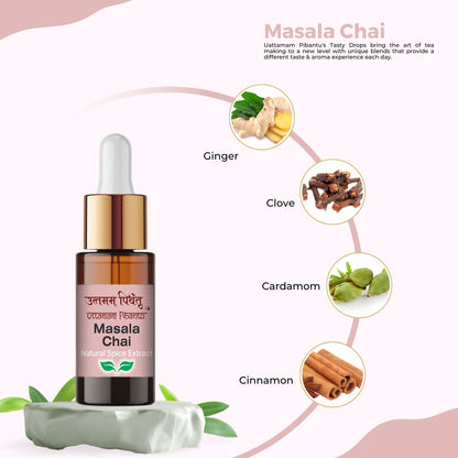 Combo Pack of Masala Chai | Lemon G | Cardamom | Nutmeg | Ginger | 5ml, 180 Drops Each | Premium Spice & Herbal Extracts for Teas and Culinary Delights