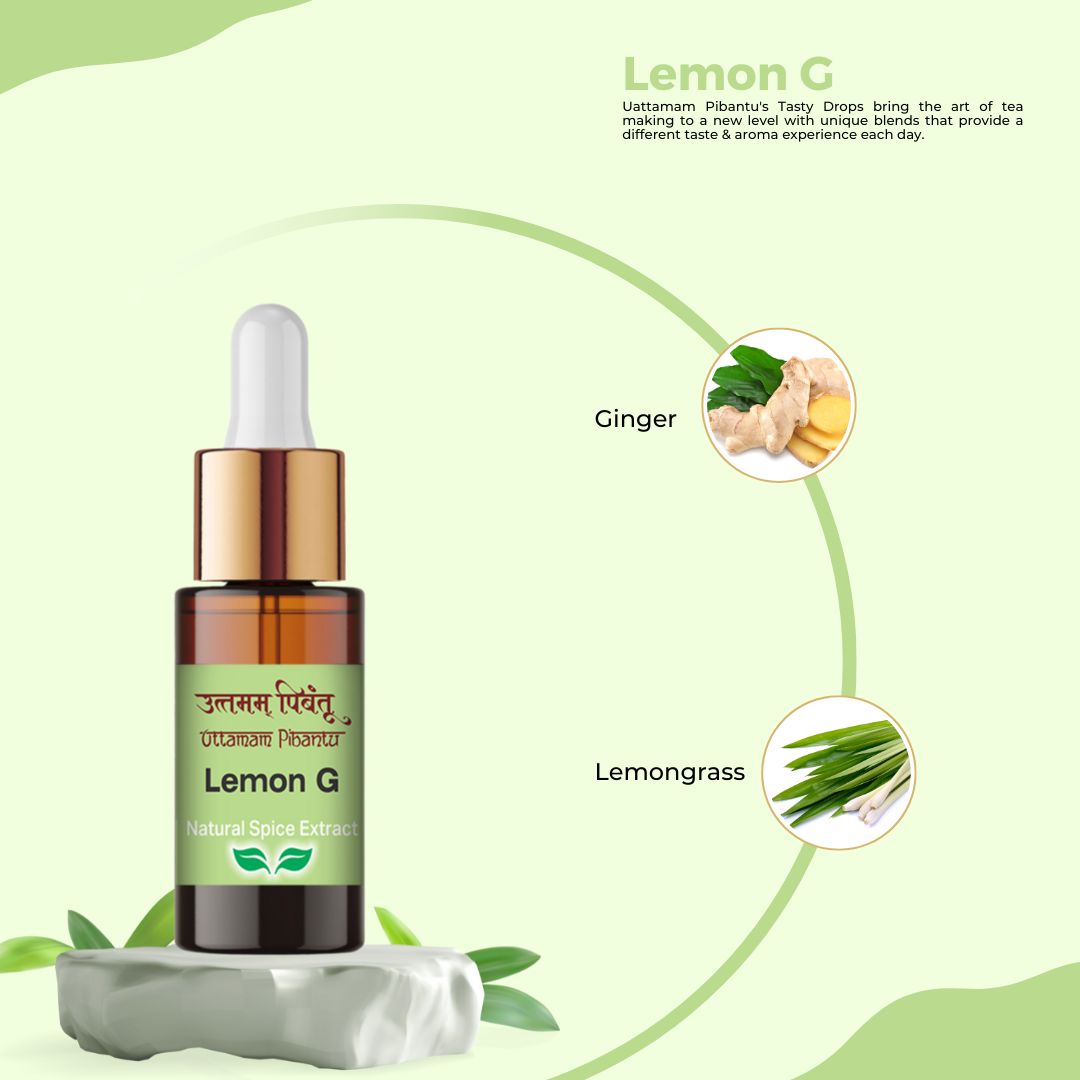 Combo Pack of Masala Chai | Lemon G | Cardamom | Nutmeg | Ginger | 5ml, 180 Drops Each | Premium Spice & Herbal Extracts for Teas and Culinary Delights