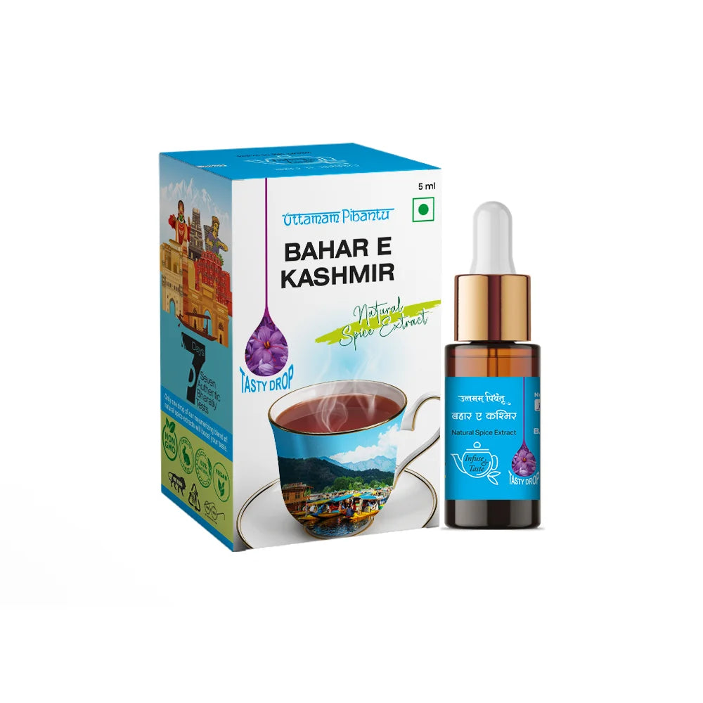 Combo Pack of Bahar e Kashmir | Assam Ki Tajgi | Bourbon Vanilla | 2x5ml, 1x20ml 180 Drops Each | Premium Spice & Flavor Extracts