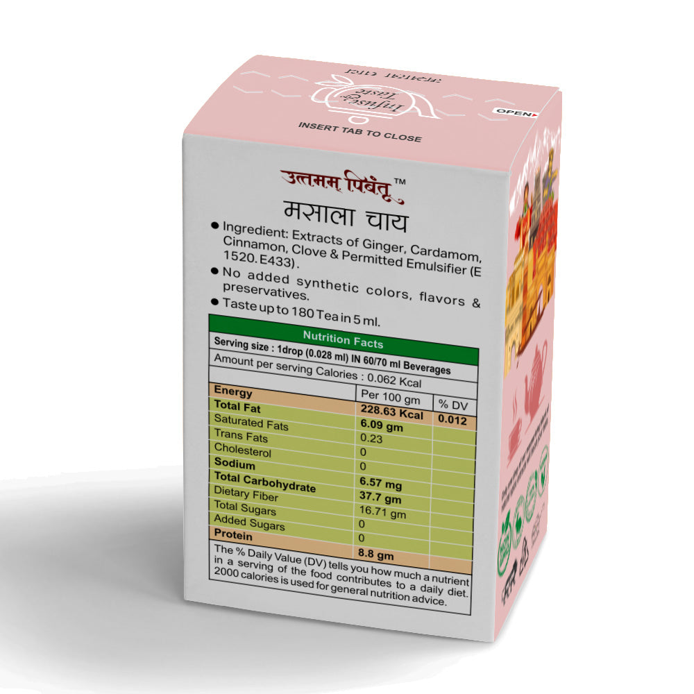 Combo Pack of Masala Chai | Lemon G | Cardamom | Nutmeg | Ginger | 5ml, 180 Drops Each | Premium Spice & Herbal Extracts for Teas and Culinary Delights