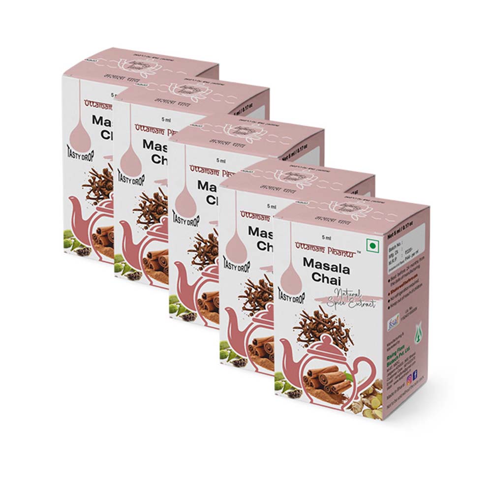 Combo Pack of 5 Tea Masala Drops – 900 Cups (5ml, 180 Drops per Bottle)