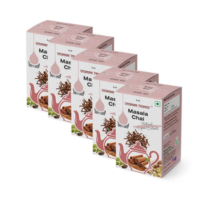Combo Pack of 5 Tea Masala Drops – 900 Cups (5ml, 180 Drops per Bottle)