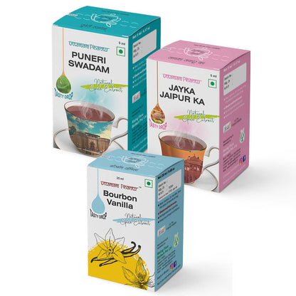 Combo Pack of Puneri Swadam | Jayka Jaipur Ka | Bourbon Vanilla | 5ml, 180 Drops Each | Authentic Spice & Flavor Extracts